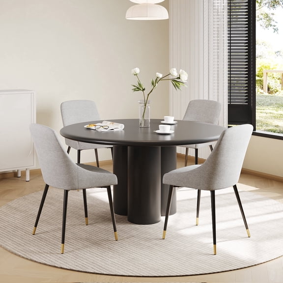 COLAMY LUMA Dining Chairs Set of 4, Upholestered Fabric Kitchen Dining Chairs with Metal Legs, Armless Accent Side Chair for Dining Room, Home, Light Gray