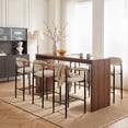 thumbnail image 1 of COLAMY ELEN Set of 6 Modern Counter Height Bar Stools with Arms and Back, 25.5" Upholstered Kitchen Island Chairs, Luxury Metal Frame Barstools for Home Bar Dining Room, Camel, 1 of 8