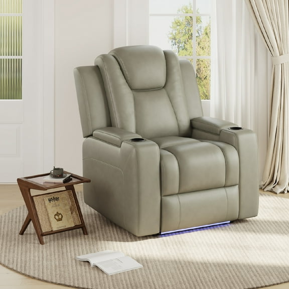 COLAMY Sereno Dual Motors Wall Hugger Power Recliner Chair with Power Headrest for Living Room, Home Theater Seating with Hidden Storage, Gray