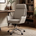 thumbnail image 1 of COLAMY High Back Office Chair Executive Desk Chair Ergonomic Leather Computer Chair with Rocking Function and Padded Arms, Swivel Modern Task Chair, Khaki, 1 of 9