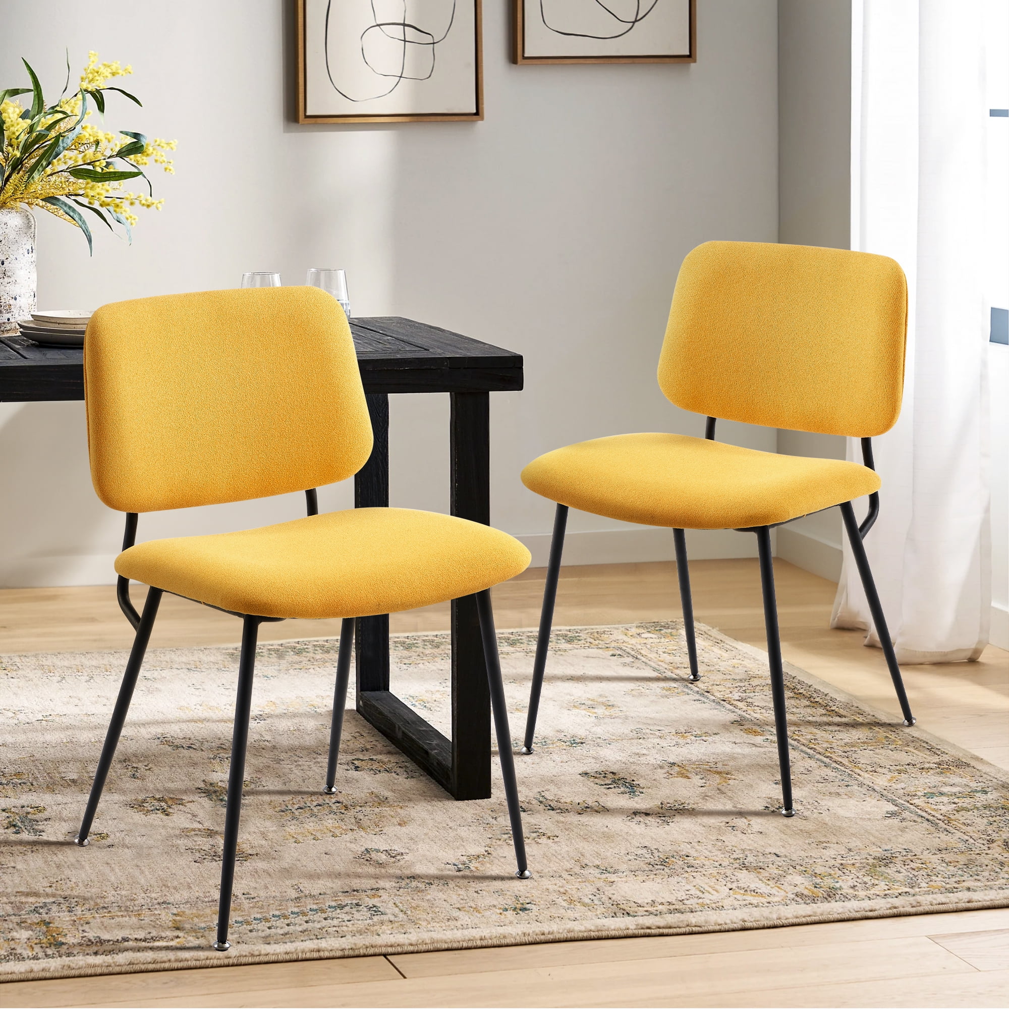 COLAMY Fabric Dining Chairs Set of 2, Modern Upholstered Kitchen Chairs