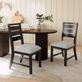 thumbnail image 1 of COLAMY SERA Solid Wood Dining Chair Set of 2 with Fabric Upholstered Cushion, Ladder Back Farmhouse Kitchen Chair, Modern Two-Tone Chair for Home and Restaurant, Black, 1 of 8