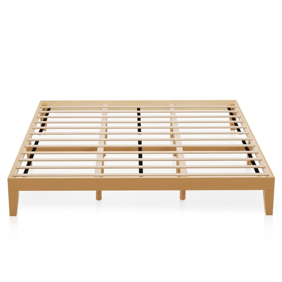 AFO King Size Wood Platform Bed Frame-12 Inch Solid Wood Queen Bed Frame with Slat Support, No Box Spring Needed-Rustic Pine