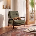 thumbnail image 1 of COLAMY Mid Century Modern Accent Chair with Solid Wood Frame, Upholstered Armchair with Brass Accents & 5.9" Thick Cushion, Comfy Reading Lounge Chair for Living Room Bedroom, Green, 1 of 13