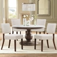 thumbnail image 1 of Mid Century Modern Dining Chairs Set of 4, Upholstered Kitchen Chairs with Open Back, Fabric Side Dining Room Chairs with Wood Legs for Dining Room Kitchen Restaurant, Beige, 1 of 7