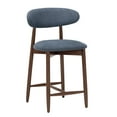 thumbnail image 1 of Mid Century Modern Kitchen Bar Stools Set of 1, Counter Height Stools with Curved Back and Wooden Frame,Upholstered Seat Blue, 1 of 9