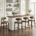 thumbnail image 1 of AFO 26" Counter Height Bar Stools Set of 4, Kitchen Bar Stools With Curved Back & Wood Legs, Mid Century Modern Upholstered, For Kitchen Island Dining Room, Camel, 1 of 10
