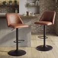 thumbnail image 1 of COLAMY Modern Adjustable Bar Stools, Set of 2 Swivel Kitchen Counter Stools, 25"-33" Height, Premium Faux Leather for 35"-45" Tables, Brown, 1 of 10