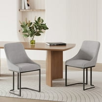 COLAMY Kitchen Dining Chairs Set of 2 Fabric Upholestered Chairs with Backrest, U Shape Stable Chairs for Kitchen, Hotel, Dining Room, Light Gray