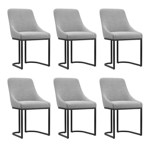 COLAMY Modern Fabric Dining Chair Set of 6, Mid-Century Upholstered Kitchen Side Chair with U Shaped Metal Legs for Living Room Dining Room Bedroom, Beige