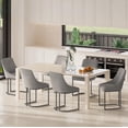 thumbnail image 1 of COLAMY Set of 6 Dining Chairs, Modern Upholstered Fabric Kitchen Chairs with U-Shaped Metal Legs, Armless Mid-Back Side Chairs for Home and Hotel, Gray, 1 of 13