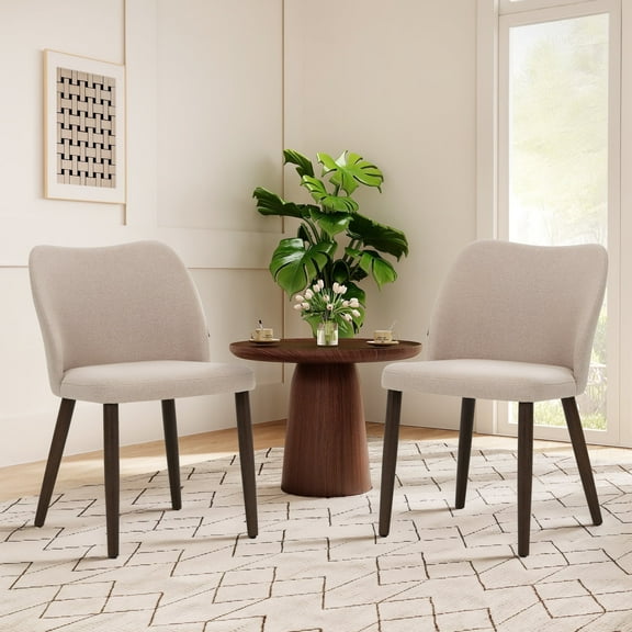 Modern Fabric Side Dining Chairs with Cushioned Seat and Wooden Legs , Upholstered Dining Room Chairs Set of 2 for Kitchen, Café or Restaurant – Camel