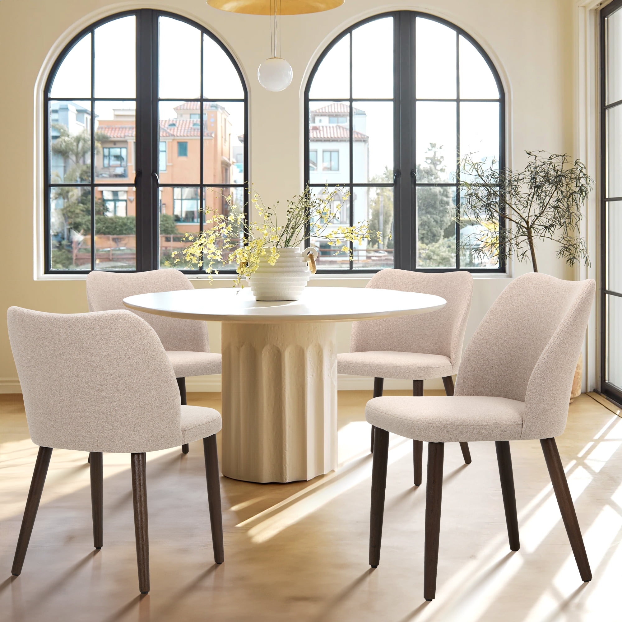 COLAMY Modern Fabric Side Chairs with Cushioned Seat and Wooden Legs ...