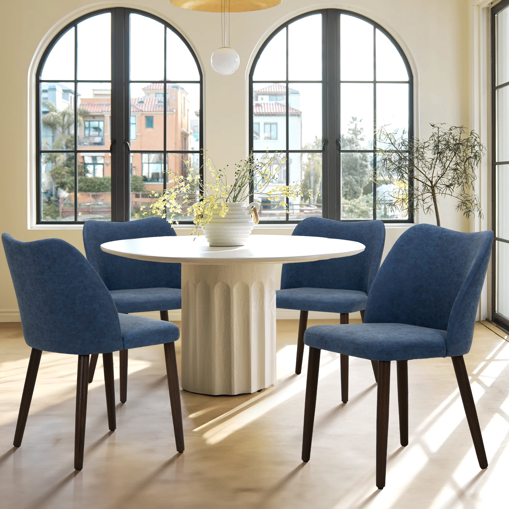 Chair Restaraunt COLAMY Modern Fabric Side Chairs with Cushioned Seat and Wooden Legs ...