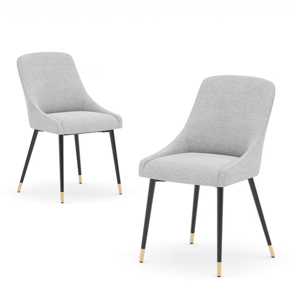 COLAMY Modern Upholstered Dining Chairs Set of 2 Kitchen Side Chair with Metal Legs Beige