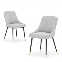 COLAMY Modern Upholstered Dining Chairs Set of 2 Kitchen Side Chair with Metal Legs Beige