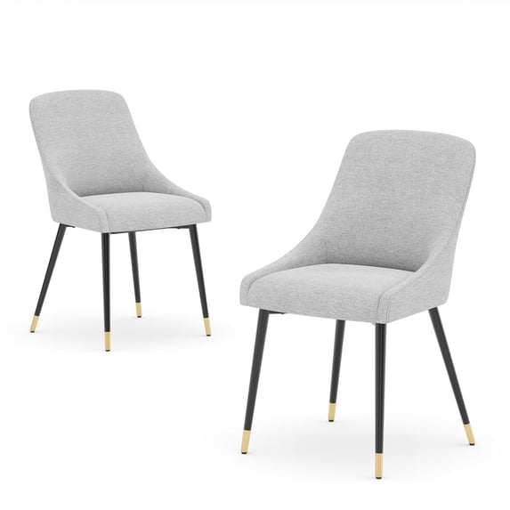 COLAMY Modern Upholstered Dining Chairs Set of 2 Kitchen Side Chair with Metal Legs Beige
