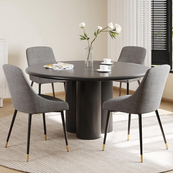 COLAMY LUMA Dining Chairs Set of 4, Upholestered Fabric Kitchen Chairs with Metal Legs and Padded Cushion, Armless Accent Side Chair for Dining Room, Kitchen, Gray