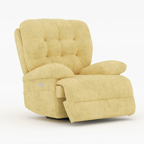 COLAMY Oversized Power Recliner Chair, Electric Rocking Chair with 270° Swivel, USB and Type-C Charging Ports, for Living Room Bedroom, Yellow