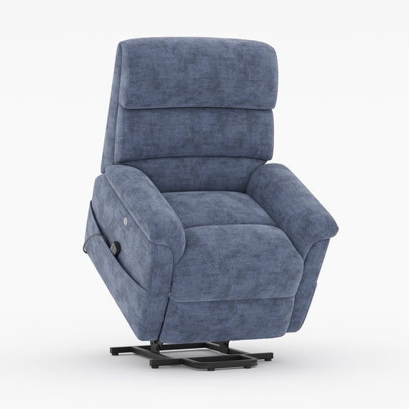 COLAMY Power Lift Recliner Chair for Elderly, Electric Massage and Heat Sofa with Lift Assistance, 20W USB and Type-C Fast Charging, Blue