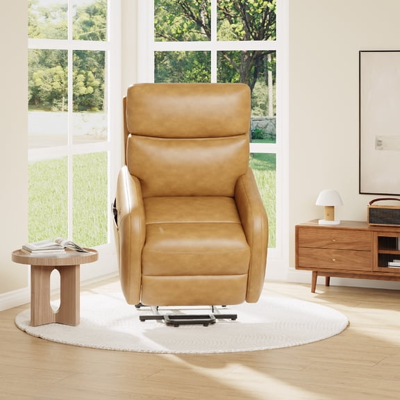 COLAMY Ascend Dual Motor Power Lift Recliner Chair with Massage and Heat for Elderly People, USB Charging Ports, Light Brown