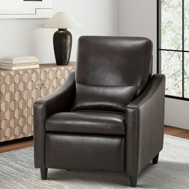 COLAMY Power Reclining Chair with USB Port – Faux Leather Lounge Armchair with Adjustable Backrest, Lumbar Support Cushion & Sleek Modern Design for Home or Office, Brown
