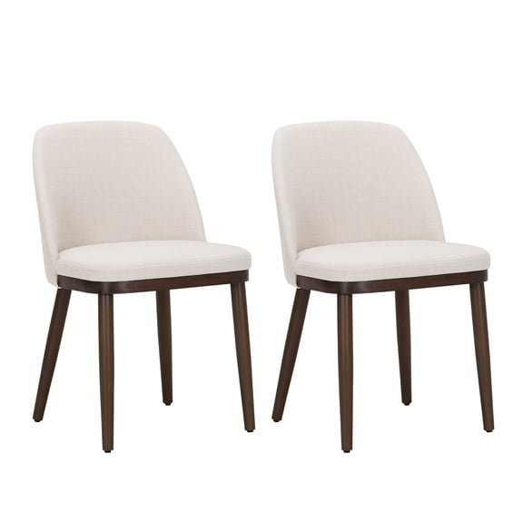 Modern Upholstered Dining Chairs Set of 2 — Fabric Padded Side Chairs with Solid Wood Legs, Ideal for Kitchens and Dining Rooms,Beige