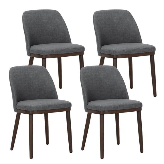 Modern Upholstered Dining Chairs Set of 4 — Fabric Padded Side Chairs with Solid Wood Legs, Ideal for Kitchens and Dining Rooms,LightGrey