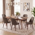 thumbnail image 1 of Modern Upholstered Dining Chairs Set of 6 — Faux Leather Padded Side Chairs with Solid Wood Legs, Ideal for Kitchens and Dining Rooms,Darkbrown, 1 of 11