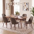 thumbnail image 1 of AFO Faux Leather Upholstered Dining Chairs Set of 6, Modern Padded Kitchen Chairs with Ergonomic Curved Back & Solid Wood Legs, For Dining Room & Kitchen, Dark Brown, 1 of 11