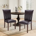 thumbnail image 1 of Mid-Century PU Dining Chairs Set of 2 with Nailhead Detail and Wooden Legs, Upholstered Side Chairs for Kitchen and Dining Room – Darkbrown, 1 of 6