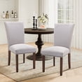 thumbnail image 1 of Mid-Century Fabric Dining Chairs Set of 2 with Nailhead Detail and Wooden Legs, Upholstered Side Chairs for Kitchen and Dining Room – Lightgrey, 1 of 6