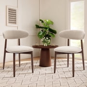 Set of 2 Upholstered Modern Dining Chair, Wooden Kitchen Side Chair for Dining Room and Caf , Beige