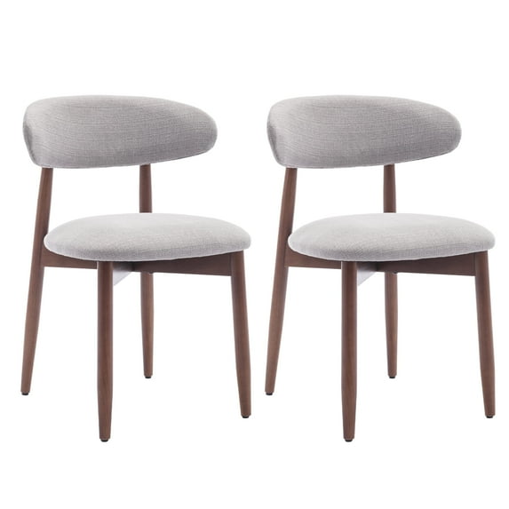 Upholstered Dining Chairs (Set of 2) — Modern Wooden Side Chairs with Foot Pegs for Kitchen & Dining,Lightgrey
