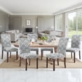 thumbnail image 1 of Mid-Century Fabric Dining Chairs Set of 6 with Nailhead Detail and Wooden Legs, Upholstered Side Chairs for Kitchen and Dining Room – Blue/White Flower, 1 of 6