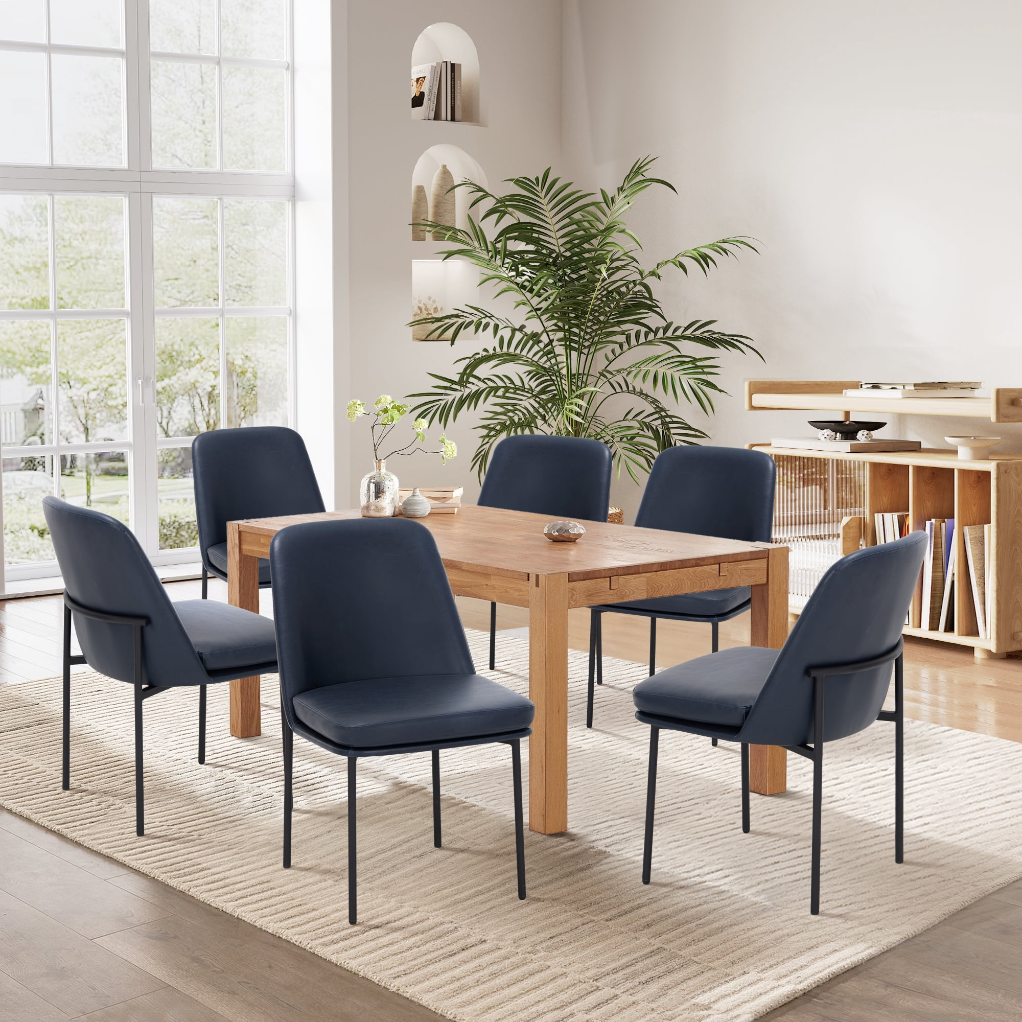 COLAMY Sedie Da Pranzo Moderne In Legno, Set Da 6, Imbottite In Tessuto Beige Con Poggiapiedi