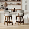 thumbnail image 1 of COLAMY Swivel Bar Stools Set of 2, 25 Inch Counter Height Stools, 300 lbs Capacity, Modern Upholstered Wood Bar Chairs with Back for Kitchen Island, Fits 34-40" Height, Beige, 1 of 10