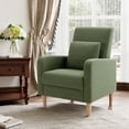 thumbnail image 1 of Upholstered Fabric Accent Chairt, Lounge Seat Armchair with Removable Pillow and Sturdy Wood Legs, Green, Set of 1, 1 of 9