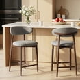 thumbnail image 1 of COLAMY Upholstered Counter Height Bar Stools Set of 2, Kitchen Island Stools with Back, Suitable for 34"-41" Table, Modern Counter Chairs with Wood Legs for Dining Room, Light Grey, 1 of 12