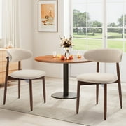 COLAMY Upholstered Dining Chairs – Fabric Seat, Solid Wood Frame, For Kitchen or Dining Room Set of 2, Beige