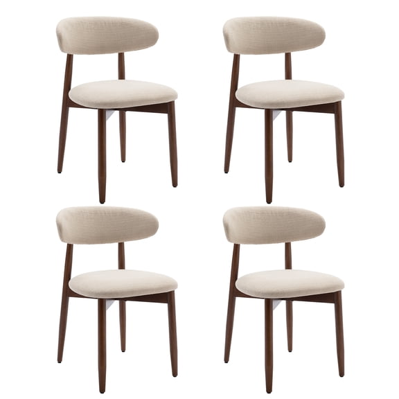 Upholstered Dining Chairs – Fabric Seat, Solid Wood Frame, For Kitchen or Dining Room Set of 4, Beige