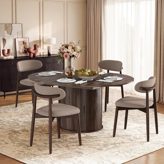AFO Set of 4 Upholstered Dining Chair, Modern Wooden Kitchen Side Chair with Padded Seat for Dining Room and Café, Camel
