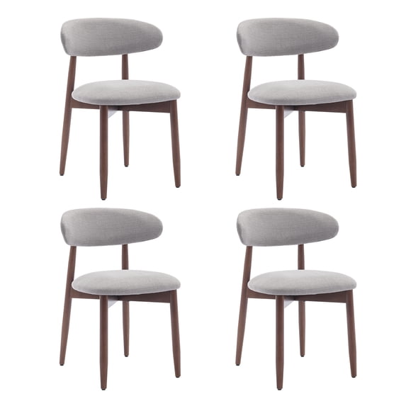 Upholstered Dining Chairs – Fabric Seat, Solid Wood Frame, For Kitchen or Dining Room Set of 4, Lightgrey