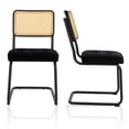 COLAMY Velvet Rattan Dining Chairs Set of 2, Mid Century Modern Dining Room Kitchen Side Chairs ...