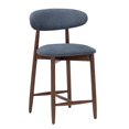 thumbnail image 1 of Upholstered Counter Height Stool—Ergonomic Back Support & Durable Wooden Base, Ideal for Kitchen & Dining,Blue, 1 of 9