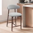 thumbnail image 1 of AFO 26" Counter Height Bar Stools Set of 1, Kitchen Bar Stools With Curved Back & Wood Legs, Mid Century Modern Upholstered, For Kitchen Island Dining Room, Light Grey, 1 of 8