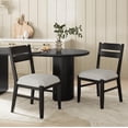 thumbnail image 1 of COLAMY ALVA Wooden Dining Chair with Fabric Upholstered Seat Set of 2, Modern Farmhouse Ladder Back Dining Room Chair, Solid Wood Transitional Kitchen Chair, Black, 1 of 12