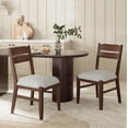 thumbnail image 1 of COLAMY ALVA Wooden Dining Chair with Fabric Upholstered Seat Set of 2, Modern Farmhouse Ladder Back Dining Room Chair, Solid Wood Transitional Kitchen Chair, Dark Brown, 1 of 12