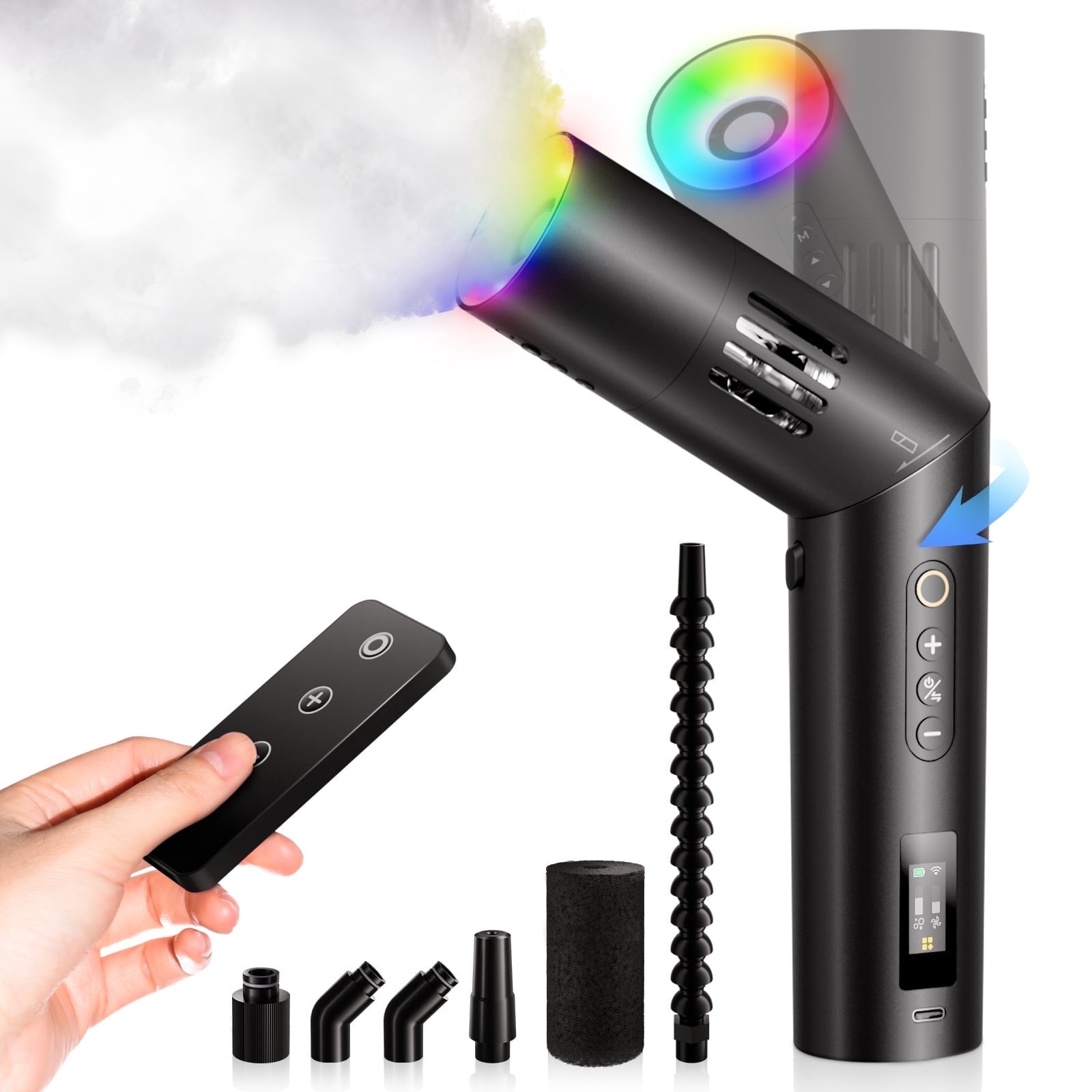 COLBOR CF5 Portable Fog Machine, 40W Mini Handheld Smoke Machine Rechargeable with Remote Control for Photography Indoor Outdoor Halloween Party Cosplay