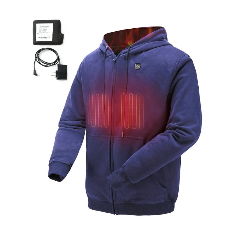 COLCHAM Heated Jackets for Men Women Heated Hoodie Warm Fleece with Rechargeable Battery for Autumn Winter Walmart